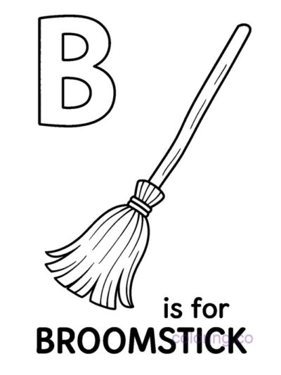 Halloween Broomstick Coloring Page