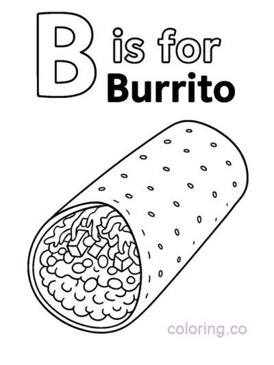 B is for Burrito Coloring Page for Kids