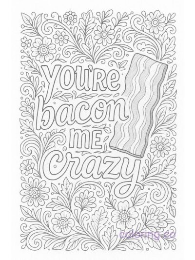 Intricate Bacon-Themed Coloring Page for Adults