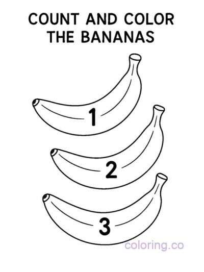 Fun Banana Counting Coloring Page for Preschool