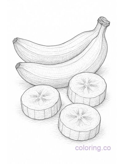 Intricate Banana Slices Coloring Page