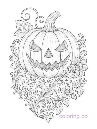 Intricate Baroque Pumpkin Coloring Page