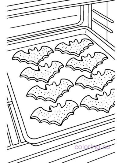Fun Bat Sugar Cookies Coloring Page