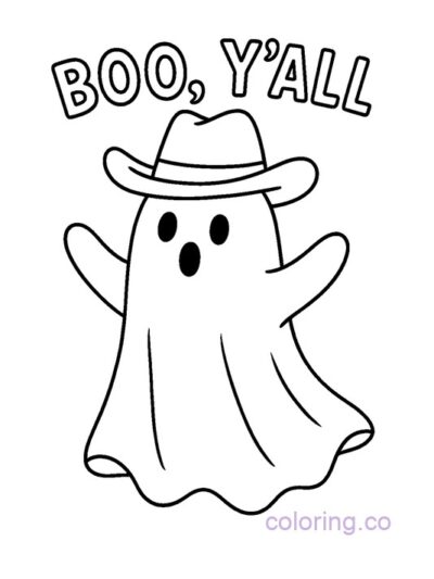 Cowboy Ghost "Boo Y'all" Coloring Page