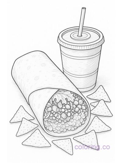 Fun Burrito Meal Coloring Page for Adults