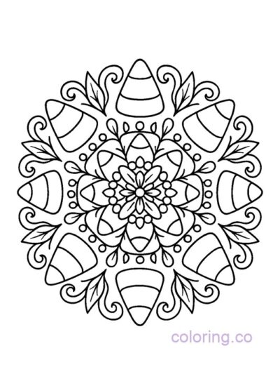 Candy Corn Mandala Coloring Page