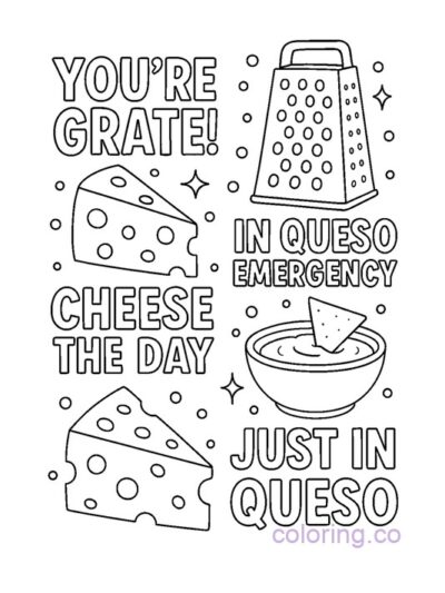 Fun Cheese Sayings Coloring Page for Kids