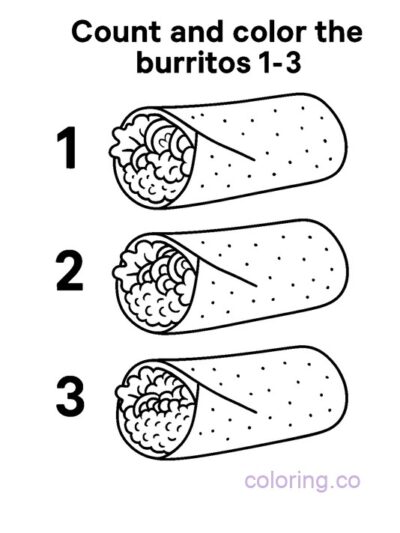 Fun Burrito Counting Coloring Page for Kids