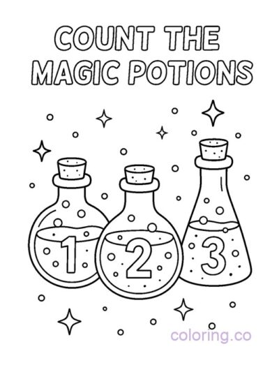 Magic Potion Counting Coloring Page
