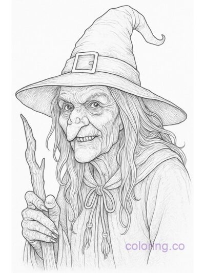 Intricate Witch Coloring Page