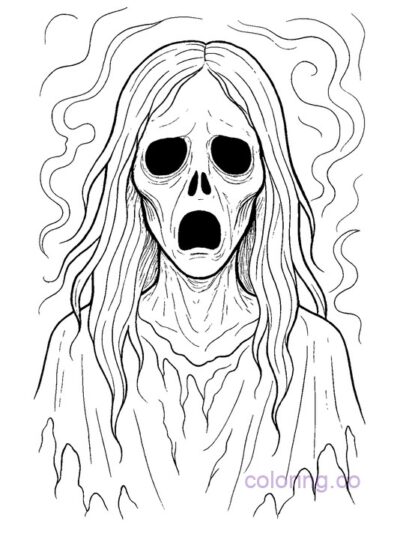 Spooky Ghost Portrait Coloring Page