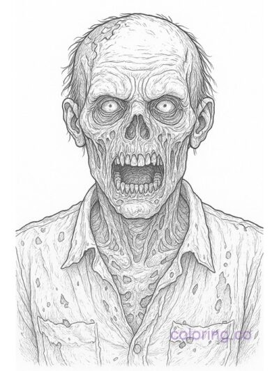 Intricate Zombie Coloring Page
