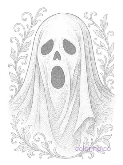 Intricate Ghost Portrait Coloring Page