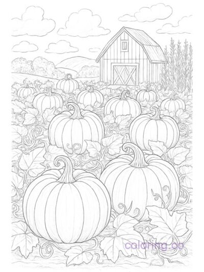 Intricate Pumpkin Patch Coloring Page