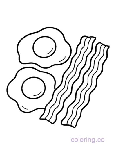 Easy Bacon and Eggs Coloring Page for Kids