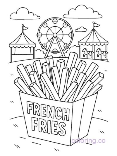 Fun Fairground French Fries Coloring Page