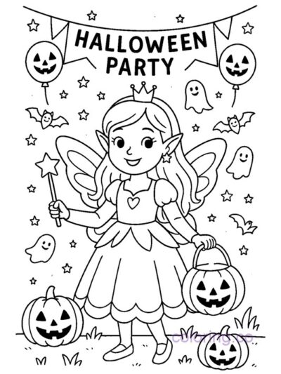 Fairy Princess Halloween Coloring Page