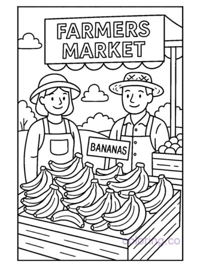 Fun Farmers Market Banana Stand Coloring Page