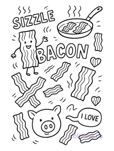 Fun Bacon Coloring Page for Kids