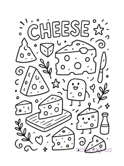 Fun Cheese Coloring Page for Kids