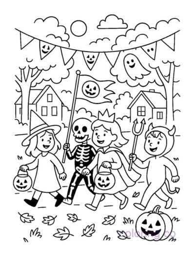 Halloween Parade Coloring Page