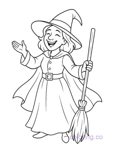 Happy Witch Coloring Page