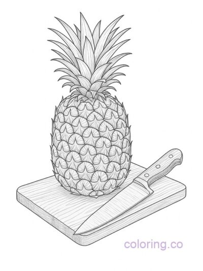 Intricate Pineapple Cutting Board Coloring Page
