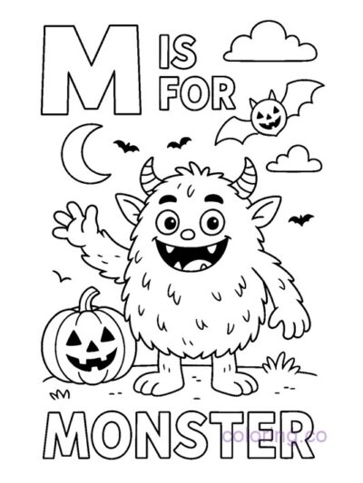 Fun "M is for Monster" Coloring Page