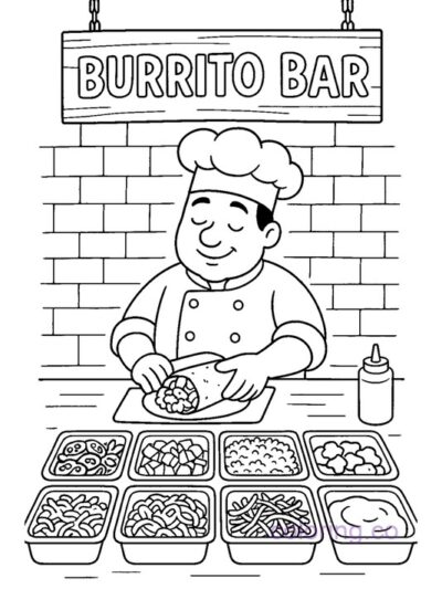 Fun Burrito-Making Coloring Page for Kids