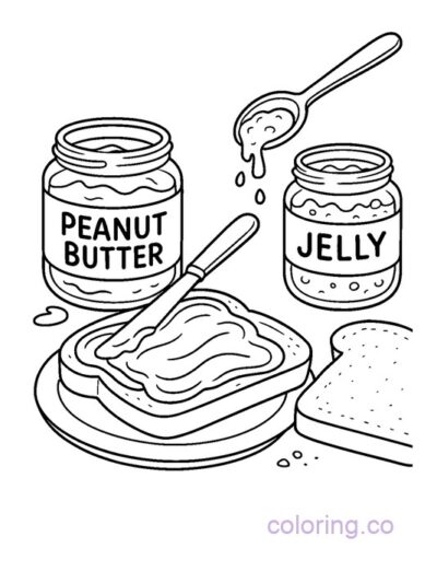 Fun PB&J Sandwich Coloring Page for Kids