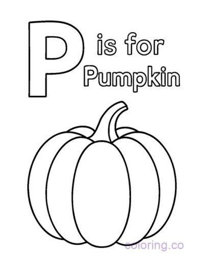 "P is for Pumpkin Coloring Page for Preschool Kids"