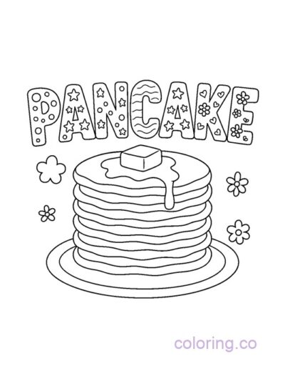 Fun Pancake Word Art Coloring Page