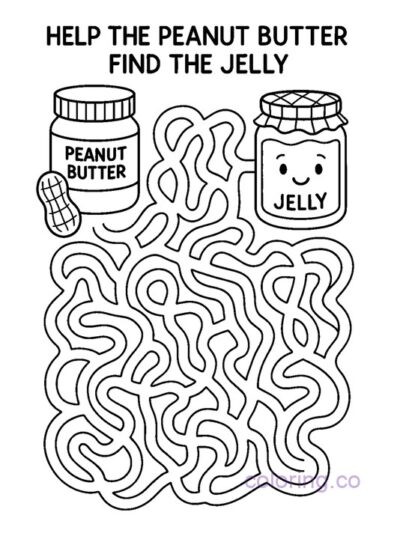 Fun Peanut Butter and Jelly Maze Coloring Page