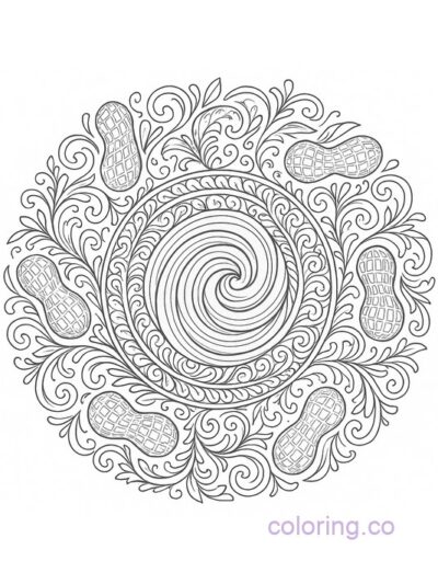 Intricate Peanut Butter Mandala Coloring Page for Teens
