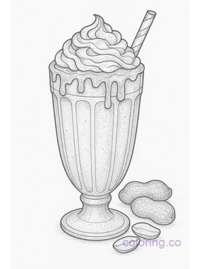 Delicious Peanut Butter Milkshake Coloring Page
