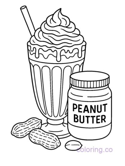 Fun Peanut Butter Milkshake Coloring Page for Kids