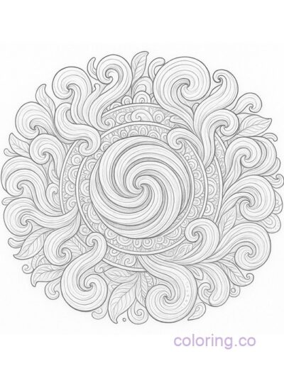 Swirling Mandala Intricate Coloring Page for Adults