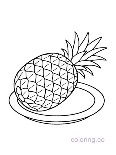 Pineapple on Plate Coloring Page