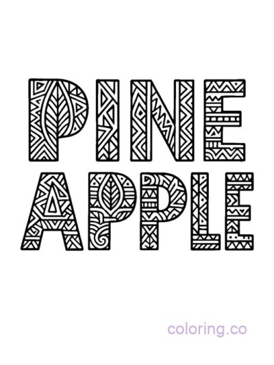 Pineapple Patterned Text Art Coloring Page