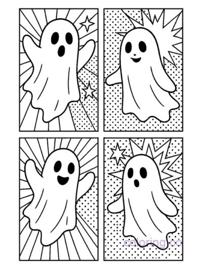 Fun Pop Art Ghost Coloring Page