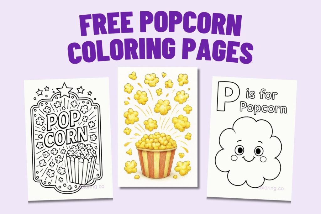 Popcorn coloring pages free and printable