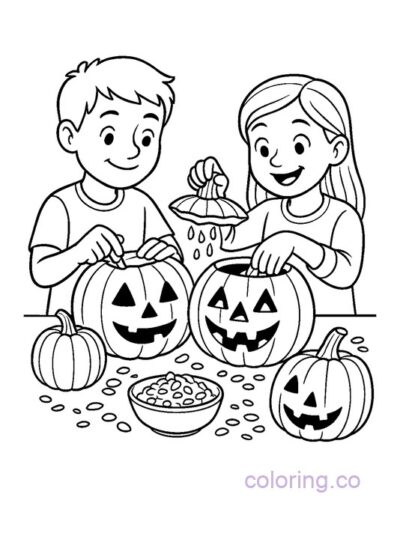 Fun Pumpkin Carving Coloring Page