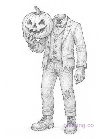 Intricate Pumpkin Man Coloring Page