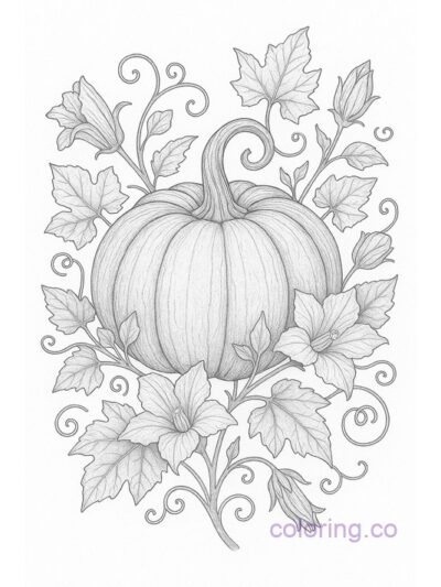 Realistic Pumpkin Coloring Page