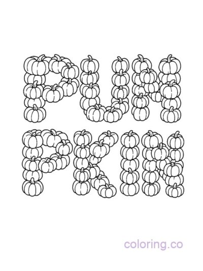 Pumpkin Word Art Coloring Page