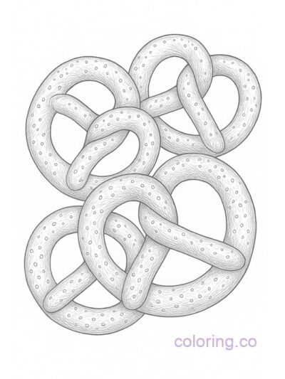 Intricate Realistic Pretzel Coloring Page for Adults