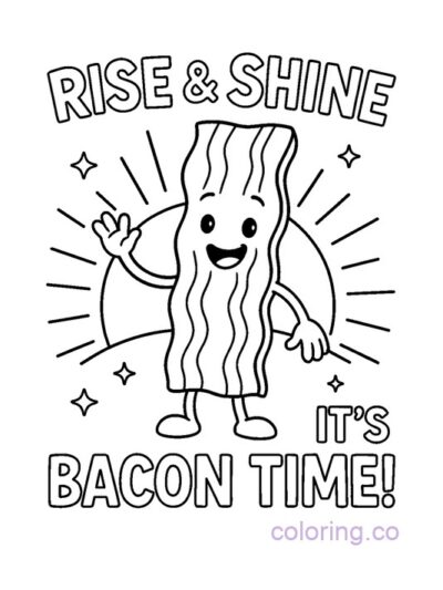Rise and Shine Bacon Time Coloring Page