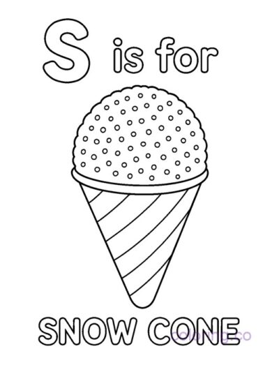 S is for Snow Cone Coloring Page for Preschool Kids