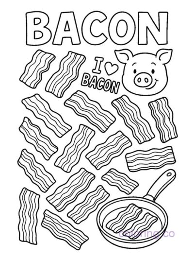 Fun Bacon Doodles Coloring Page for Kids