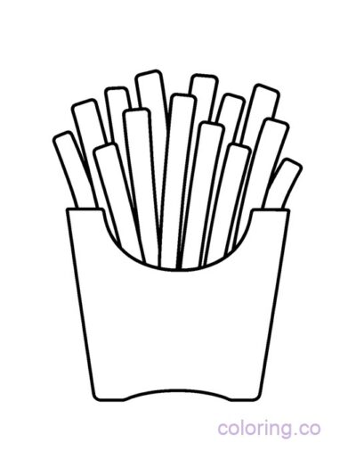 Simple French Fries Coloring Page with Bold Lines